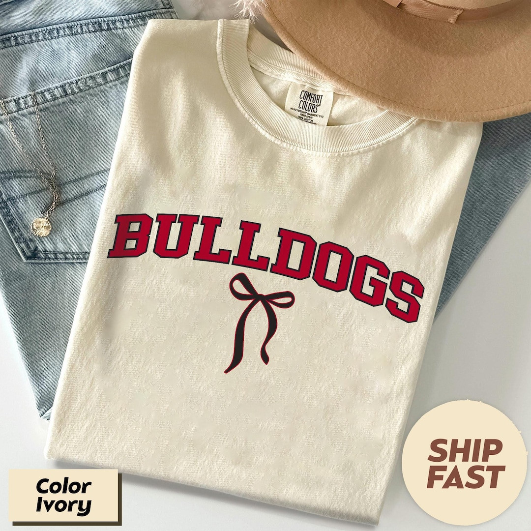 Comfort Colors Bulldogs Shirt, Bulldogs Bow Shirt, Coquette Mascot, Touchdown Season Shirt, Fall ... | Etsy (US)