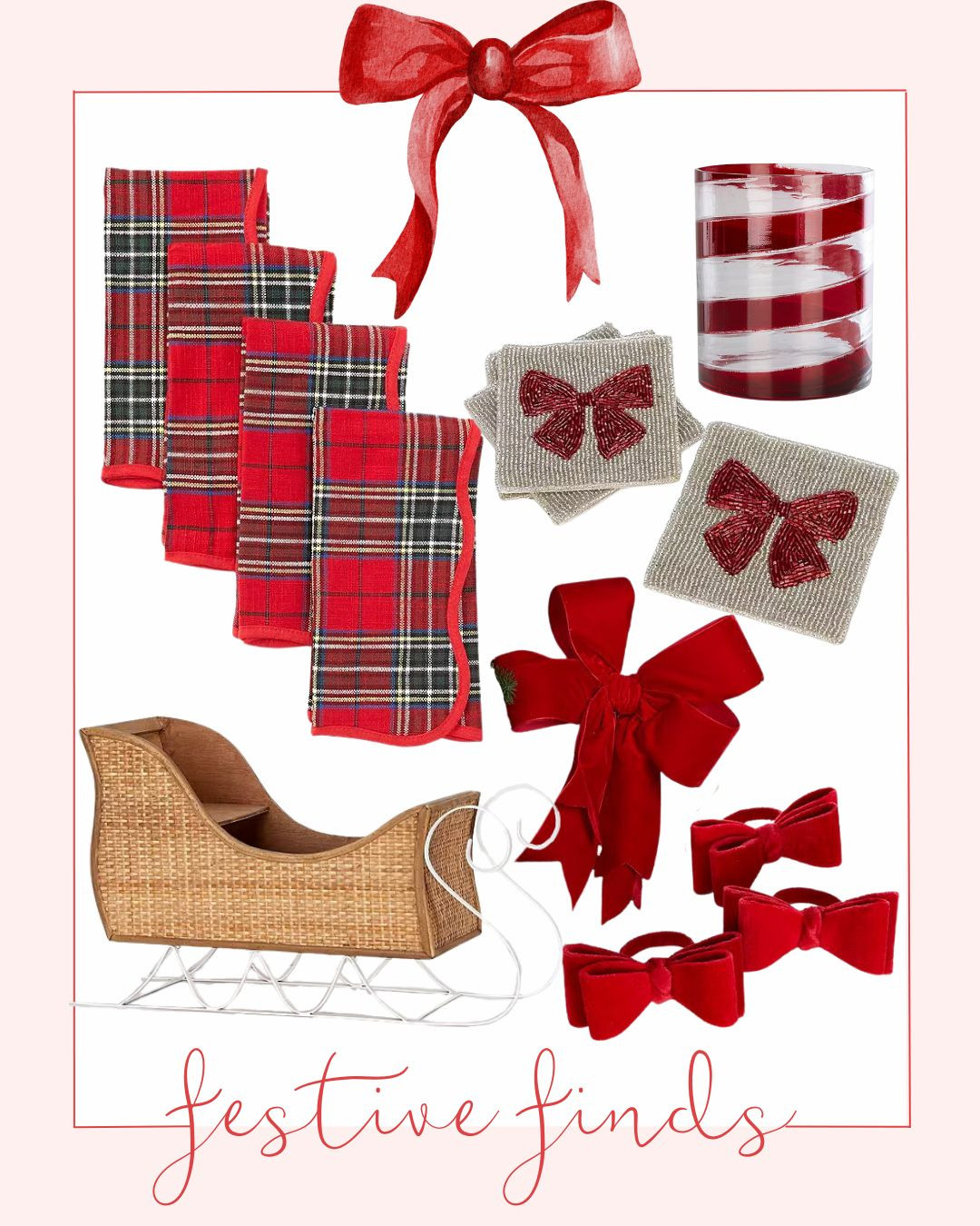 festive finds, seasonal, gift guides, holiday season, refresh, decorating, home decor, coastal, preppy, traditional, grandmillenial, ornaments, bows, needlepoint, monogram, personalized, candles, placemats, napkin rings, games, cards, stationary, initials, custom, kids, girls,  boys, fall, winter, classic style, preppy style, ruffles, scallops, bonnets, holidays, colder weather, autumn, decor, leaves, hosting, parties,  dinnerware, plates, cups, bowls, linen napkins, chargers, christmas, merry, cheers, pjs, matching sets, wreath, red, green, porch decor 

 #LTKHoliday #LTKSeasonal #LTKHome