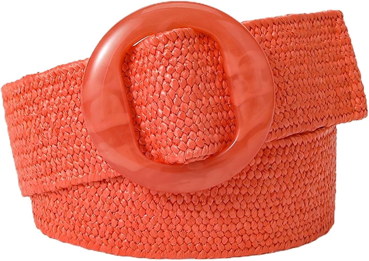 Women's Stretch Braided Belt Elastic Rattan Holeless O Ring Buckle Bohemian Summer Chunky Raffia ... | Amazon (US)