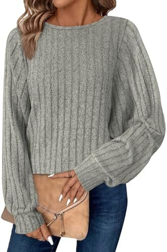 Womens Batwing Long Sleeve Shirts Lightweight Sweaters Work Tunic Tops Dressy Casual Loose Fit Fa... | Amazon (US)