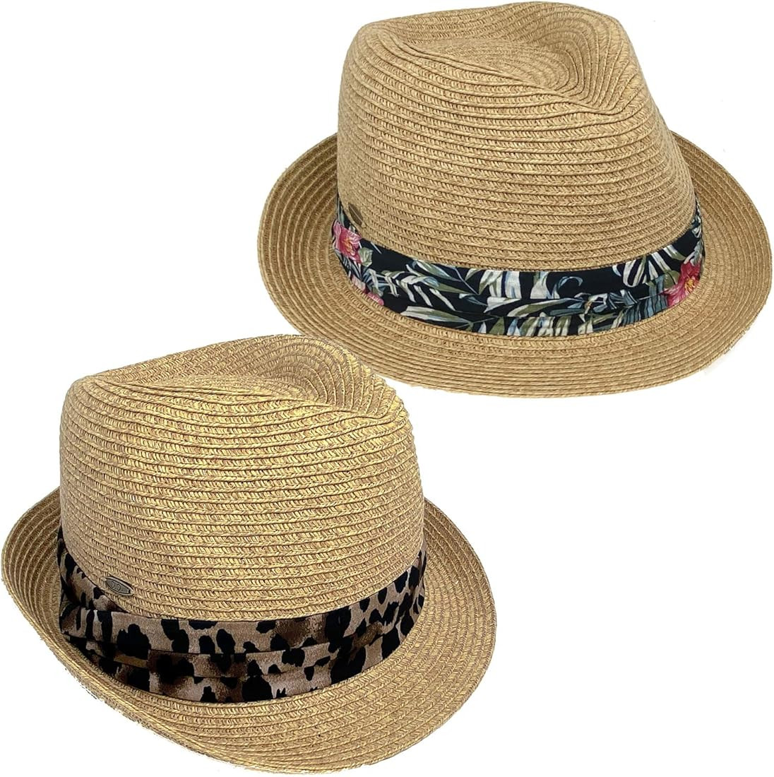 Funky Junque UPF50+ Womens Adjustable Multicolor Woven Pattern Short Brim Fedora Hat, (Leopard Ba... | Amazon (CA)