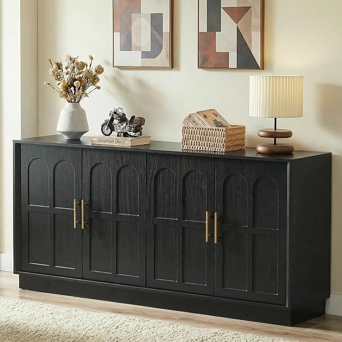 67" Sideboard Buffet Cabinet with Storage, Mid Century Modern Accent Cabinet with Arched Doors,Wo... | Amazon (US)