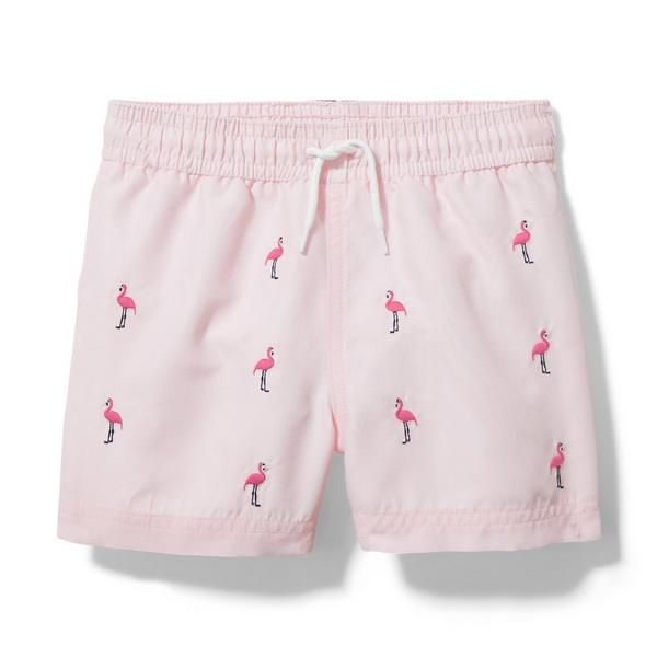 Embroidered Flamingo Swim Trunk | Janie and Jack