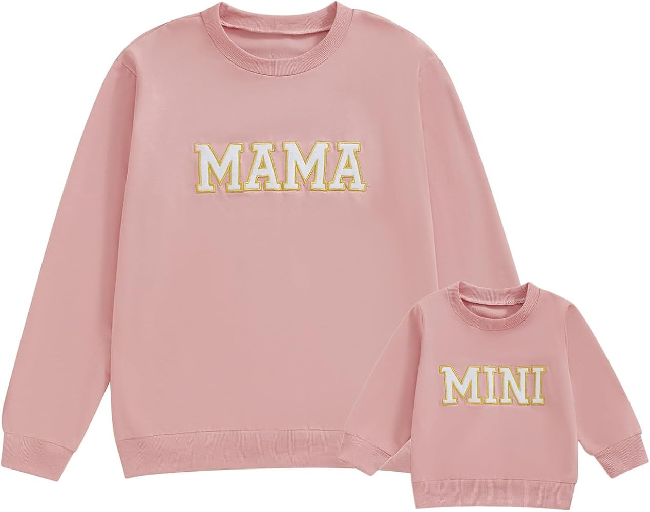 Mommy and Me Letter Print Matching Family Outfits Long Sleeve Crewneck Casual Sweatshirt T-Shirt | Amazon (US)