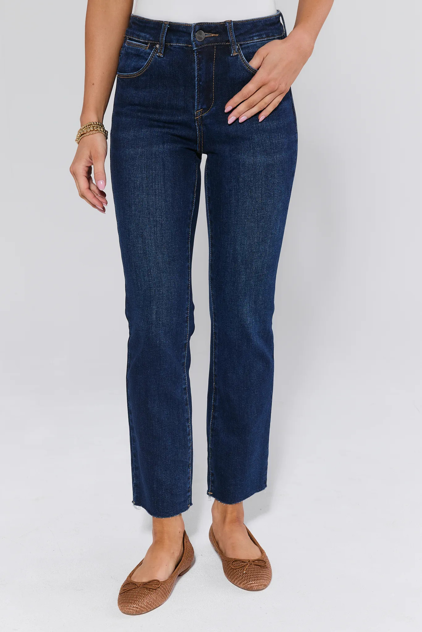 Becca Dark Wash Kick Flare Cropped Jeans | Avara