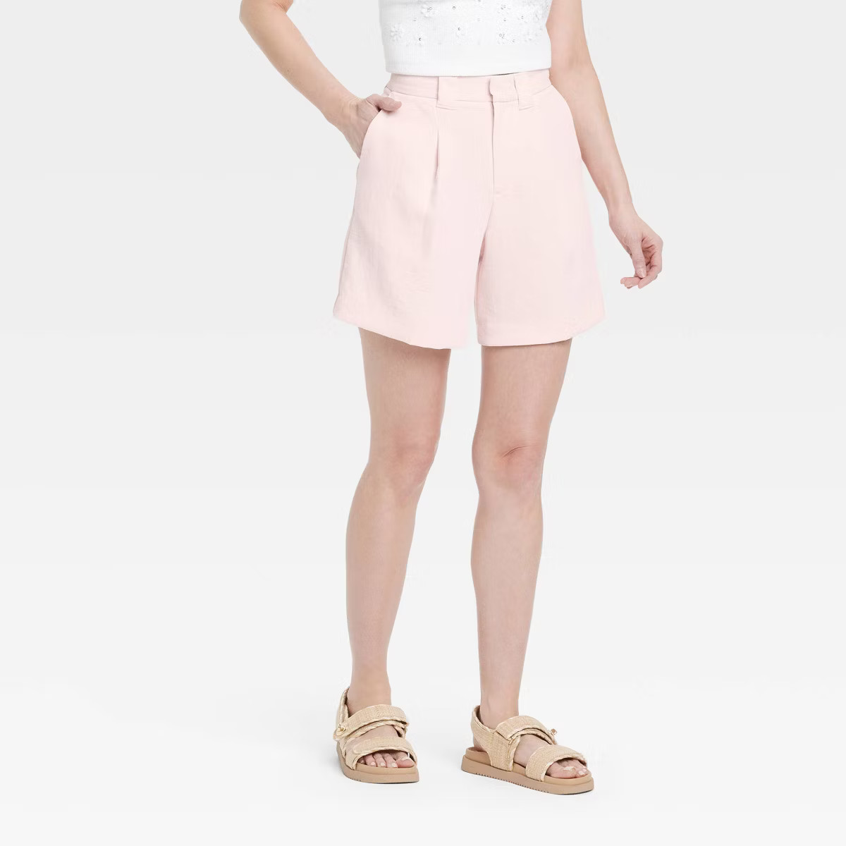 Women's Signature Crepe Bermuda Shorts - A New Day™ Burgundy 2: High Rise, Heavyweight Woven Fa... | Target