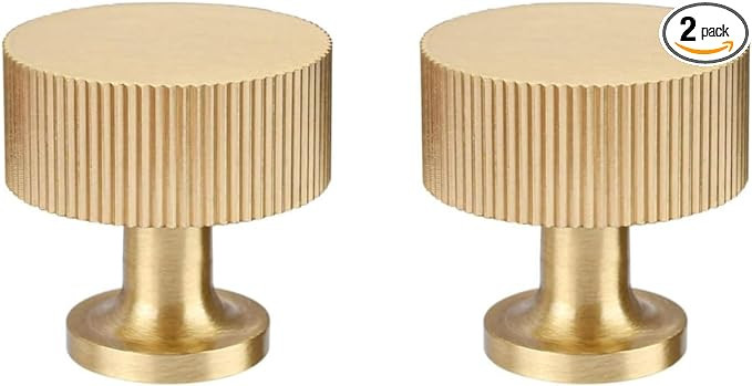 RZDEAL 2pcs Solid Brass Cabinet Knobs Pulls Cabinet Drawer Dresser Gold Knobs Modern Handles (1"x... | Amazon (US)