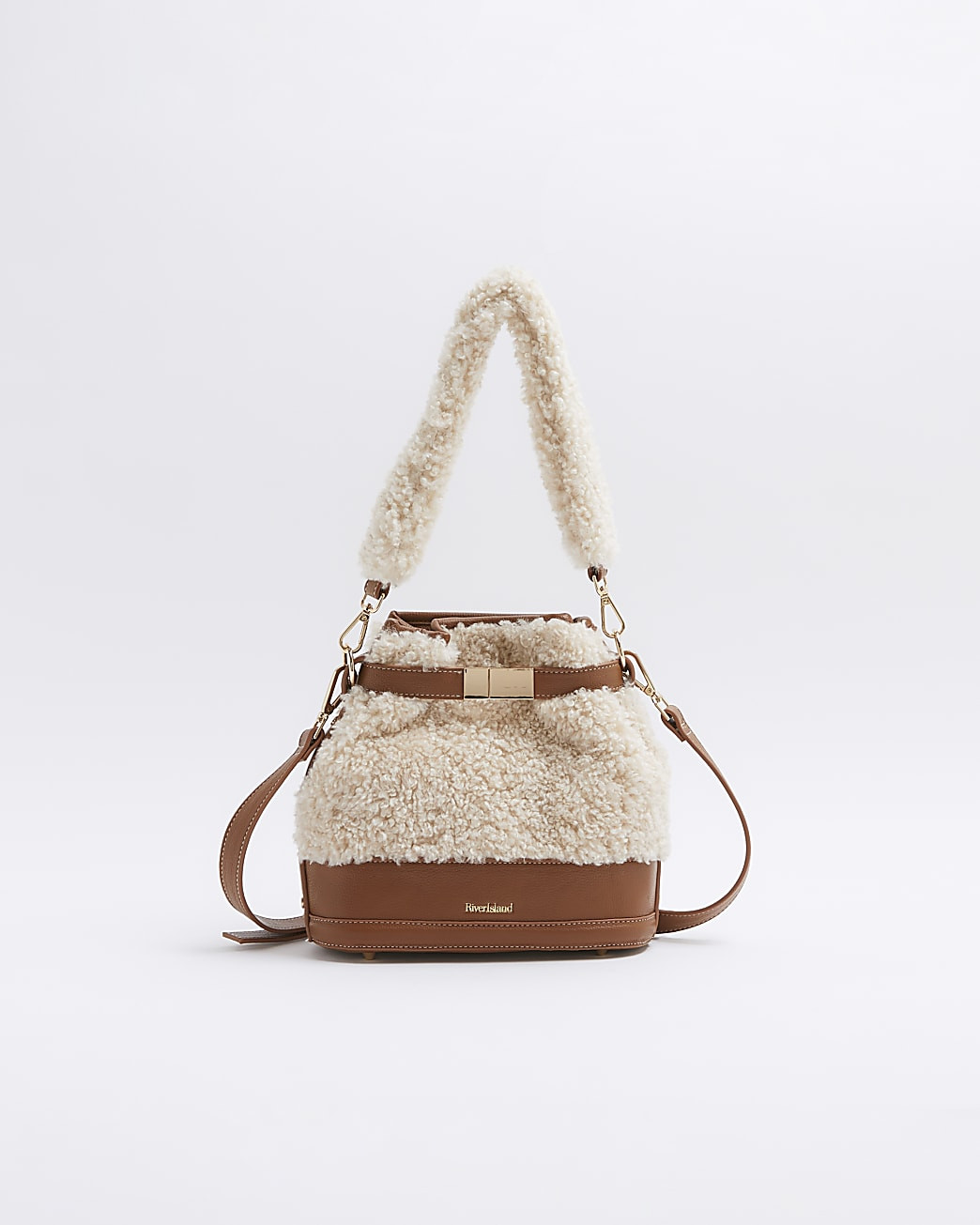 Beige borg bucket bag | River Island UK & IE