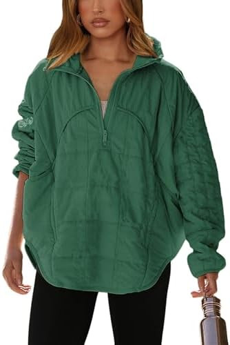Daacee 2025 Oversized Lightweight Quilted Pullover Jacket for Women Half Zip Up Puffer Jackets Pa... | Amazon (US)