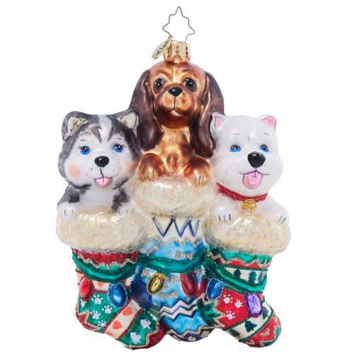 Christopher Radko Hand-Crafted European Glass Christmas Tree Decorative Ornament, Puppy Presents | Amazon (US)