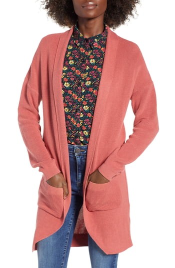 Women's Bp. Stitch Curve Hem Cardigan, Size Large - Pink | Nordstrom