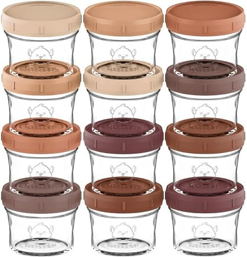 KeaBabies 12pk 4oz Glass Baby Food Containers with Lids - Leak-Proof, Microwavable Small Glass Ja... | Amazon (US)