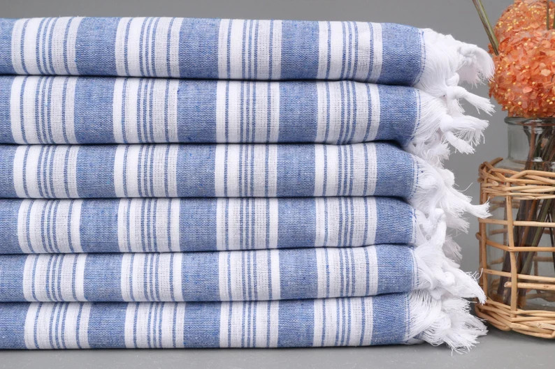Personalized Turkish Beach Towel, Personalized Gift for her, Sax Blue Towel, Striped Towel, 71x40... | Etsy (Global)