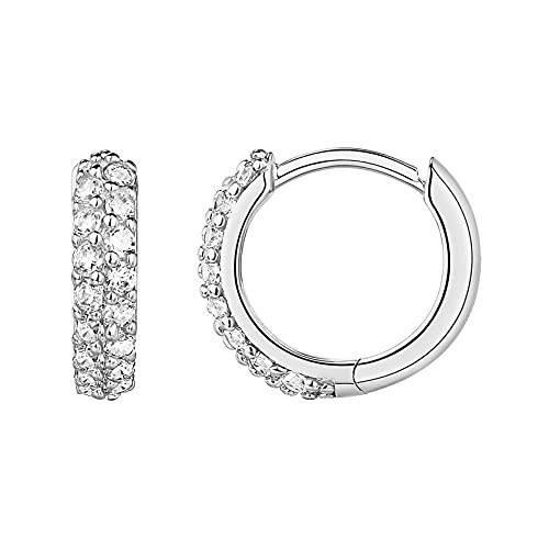 PAVOI 14K White Gold Plated S925 Sterling Silver Post Cubic Zirconia Cuff Earrings Huggie Stud | Amazon (US)