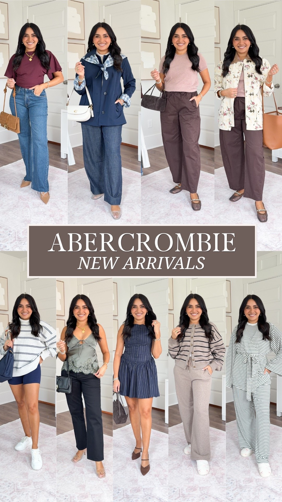 Use code DENIMAF for an extra 15% off through 8/10!
Abercrombie try on!
For reference: I’m 5’0, petite, 32b bra size, and 2/26 in bottoms, pear shaped. 
*Everything I share is unaltered! TTS means true to size. Between size 5-6.5 in shoes

Red wine burgundy top size xs TTS
Dark raw hem 90’s relaxed jeans size 26 short TTS with a low heel, go with extra short to wear with flats

Navy trench coat size xxs TTS
Chambray pants size xs short TTS
Clear jelly flats size 5 TTS

Vintage pink sweater size xs TTS
Dark coffee brown pull on barrel pants size xs short TTS
Brown mesh flats size 5.5 TTS


Floral barn jacket size xxs TTS

Stripe sweatshirt size xs TTS
Blue biker shorts size medium - I like to size up a size for a comfortable waistband
White sneakers size 6.5 TTS

Olive green lace trim tank size xxs TTS - if you’re larger in the bust than me, size up a size
Black 90s straight jeans size 26 short TTS
Clear heels size 5 TTS

Navy pinstripe dress size xs petite TTS

Light brown cardigan size xs TTS
Light brown sweatpants size xs short TTS
White cami size xs TTS

Pajama robe size xs TTS
Pajama top size xs TTS
Pajama pant size xs short TTS
Bow slippers size small TTS



Fall outfits
Autumn
Petite jeans
Petite outfits
Womens fashion
Date night
Back to school
Fall outfits women

#LTKPetite #LTKootd #LTKSaleAlert