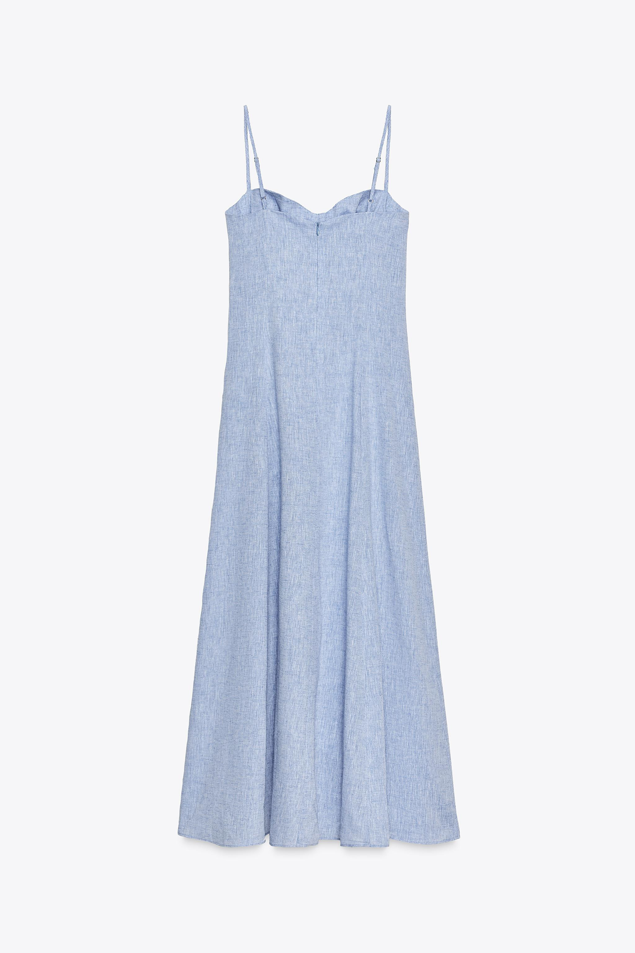 LINEN MIDI CORSET DRESS | Zara US