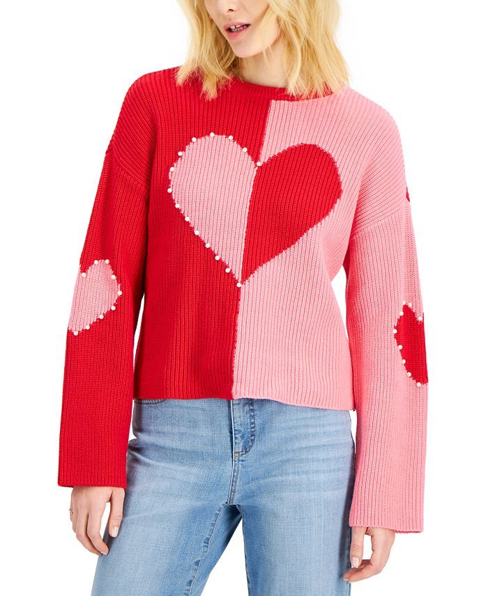 INC International Concepts Heart Intarsia Sweater, Created for Macy's & Reviews - Sweaters - Wome... | Macys (US)