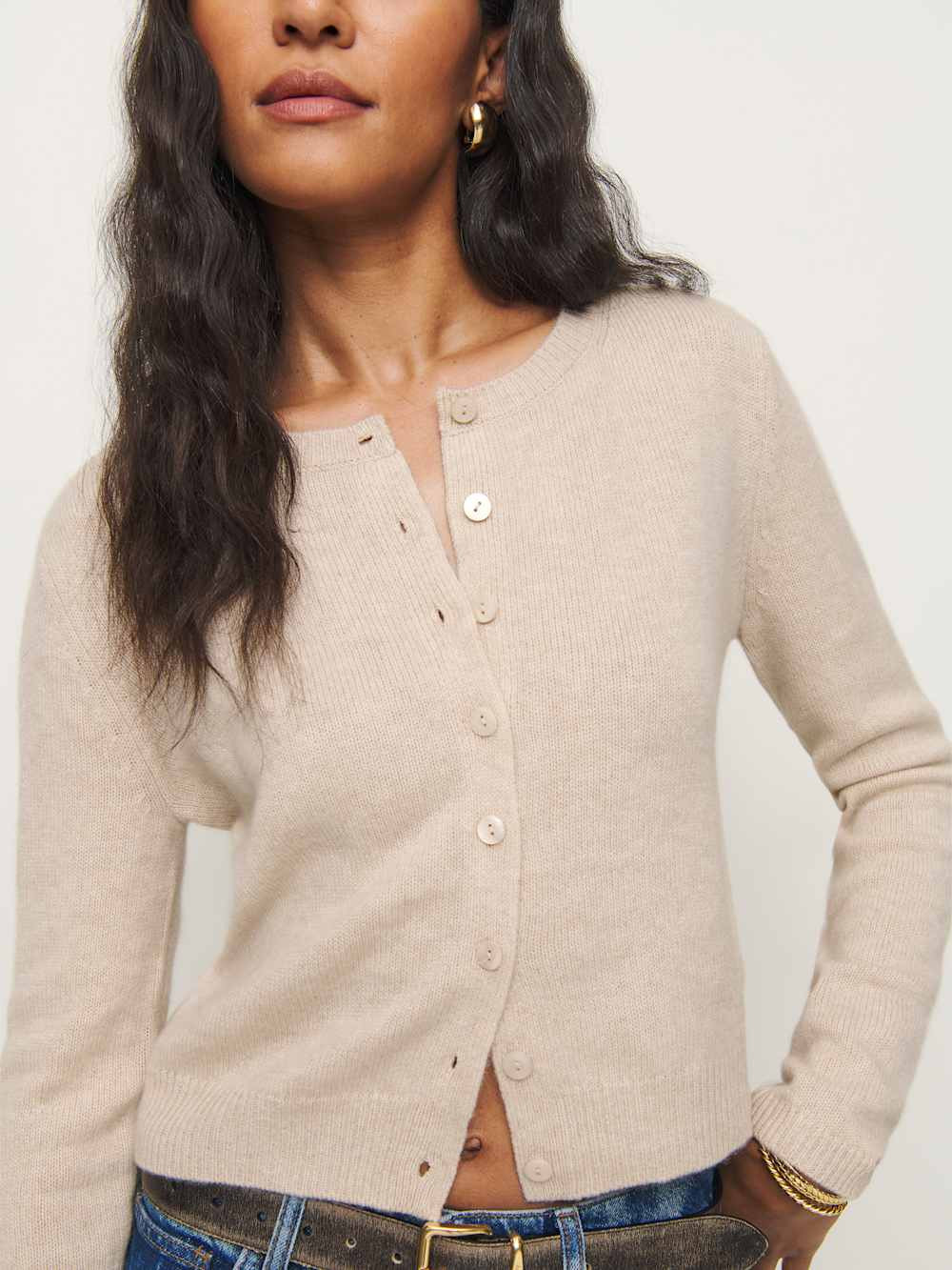 Clara Cashmere Crew Cardigan | Reformation (Global)