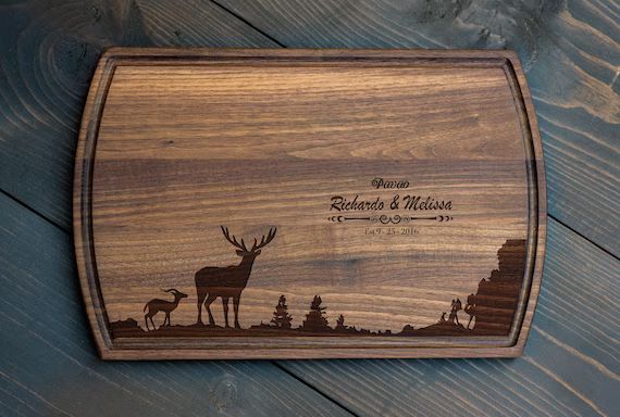 Personalized Cutting Board - Wedding Gift - Deers- Anniversary Gift Custom Engraved - Wooden Cutt... | Etsy (US)