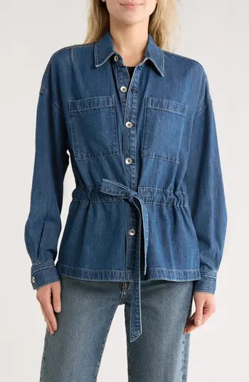 rag & bone Layla Tie Waist Denim Shirt Jacket in Acworth at Nordstrom Rack, Size Small | Nordstrom Rack
