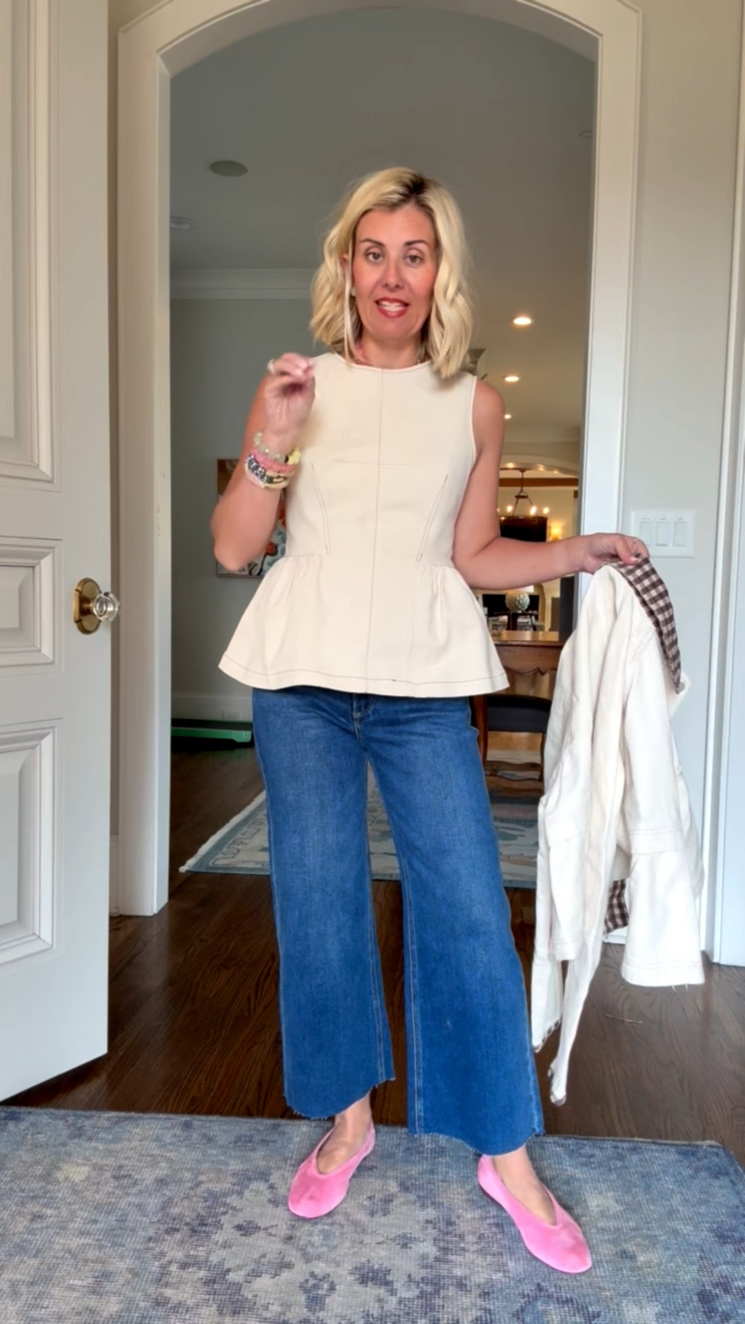 The perfect outfit for this time of year. This jacket is going to be your go-to for the season! Adorable!!
Top - xs
Jeans - 26P
Jacket- xs 
Flats - 7.5

#LTKSeasonal #LTKootd #LTKmomlife