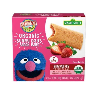 Earth's Best Organic Strawberry Toddler Snack Bars Sesame Street Sunny Days - 7ct | Target