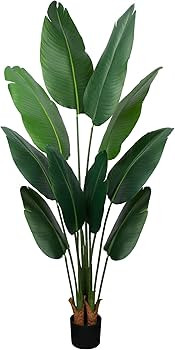 Artificial Bird of Paradise Plant 5 Ft Tall Fake Banana Leaf Plant for Indoors and Outdoors,Faux ... | Amazon (US)
