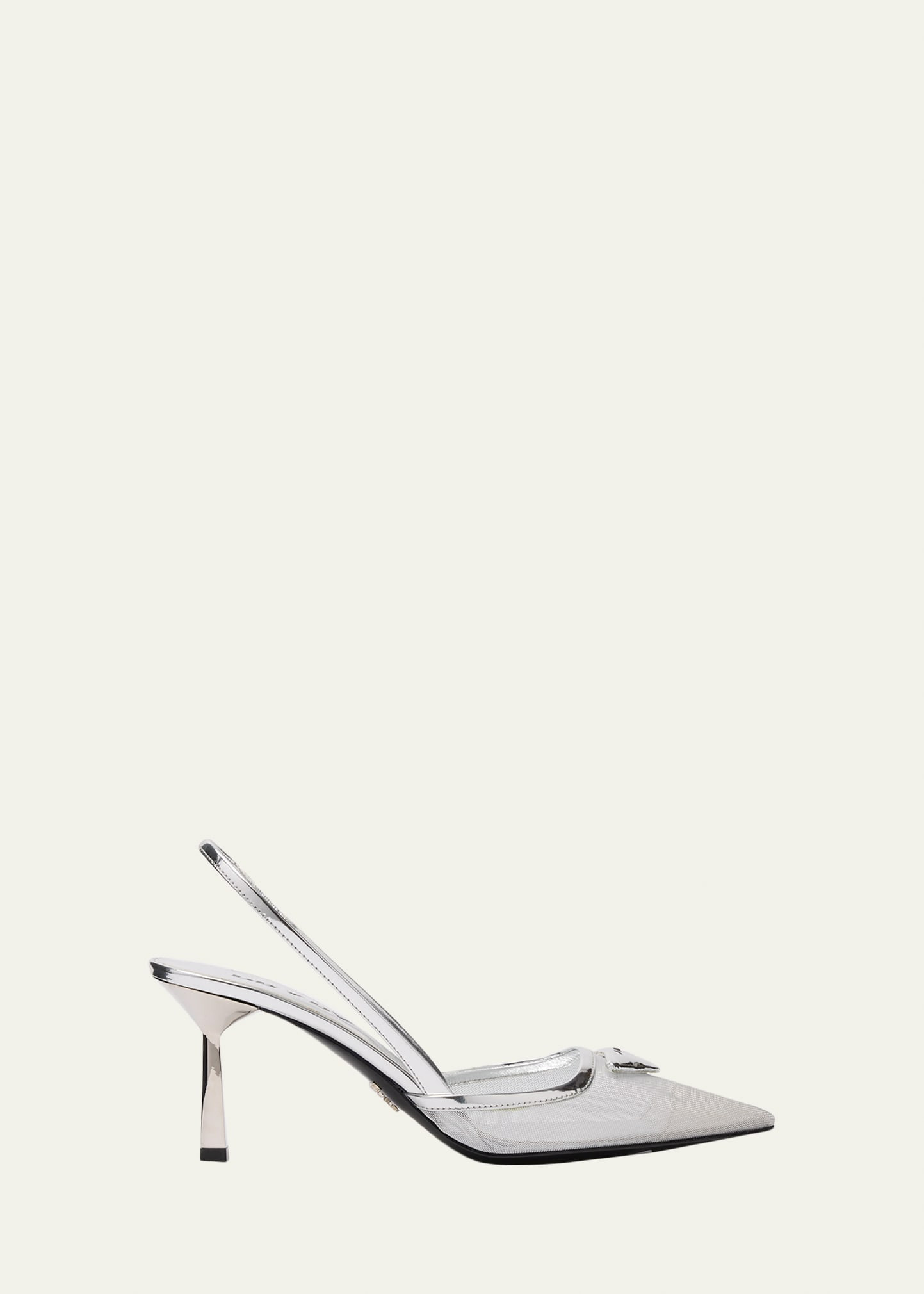 Prada 75mm Modellerie Metallic Leather Mesh Slingback Pumps | Bergdorf Goodman