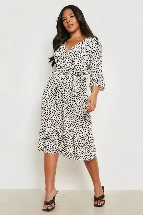 Plus Ruffle Hem Spotty Wrap Dress | Boohoo.com (UK & IE)