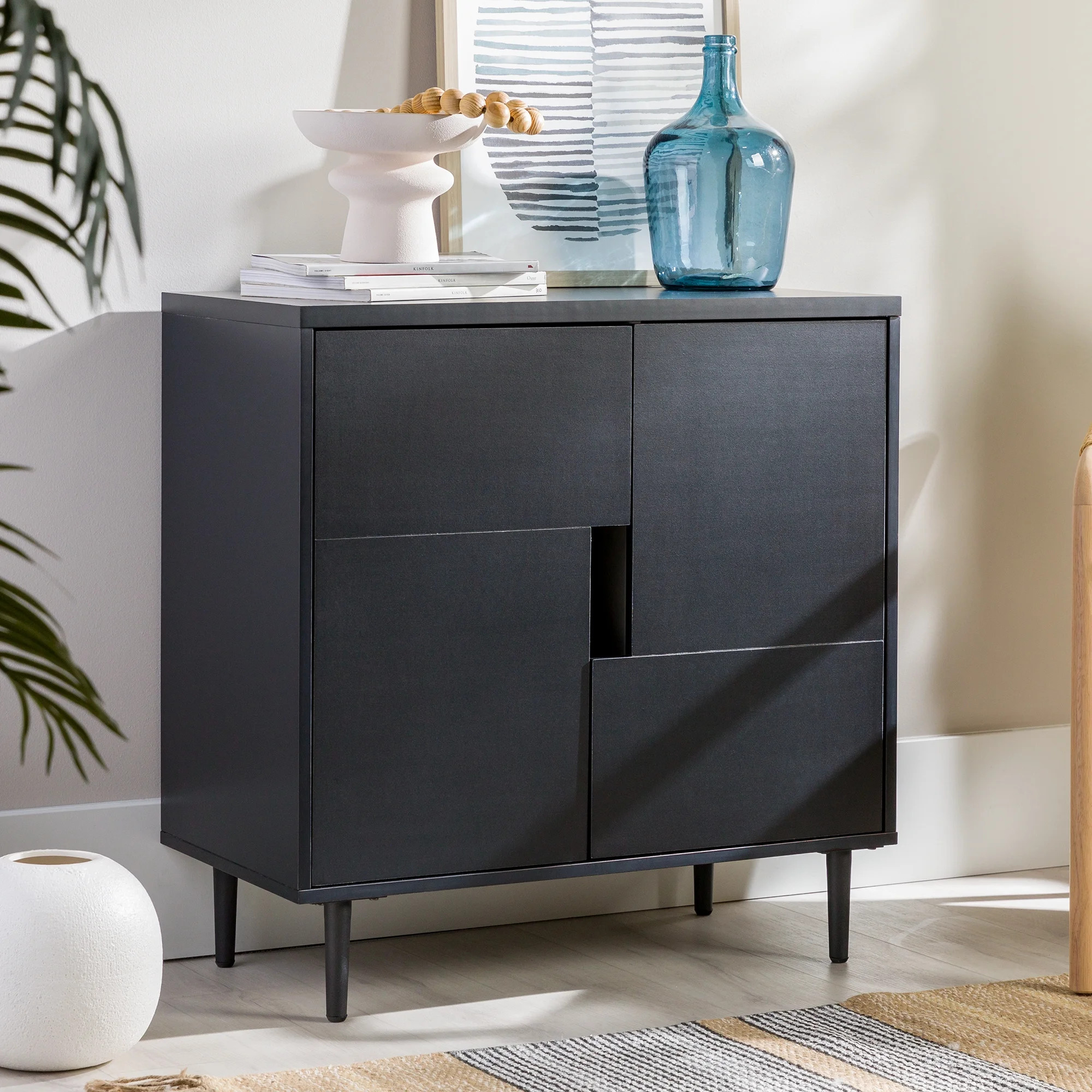 Gap Home Modern Color Block Two Door Accent Cabinet, Black and Grey - Walmart.com | Walmart (US)