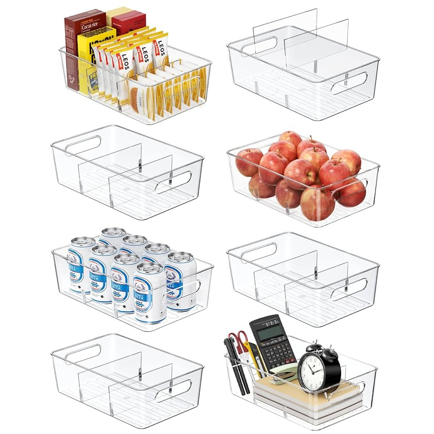 Pantry Organizers and Storage , 8 Pack Snack Organizer for Pantry Shelf,Food Storage Bins with Di... | Amazon (US)