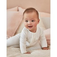 Mori Cotton Blend Zip Sleepsuit (0-24 Mnths) - 0-3 M - White, White | Marks & Spencer (UK)