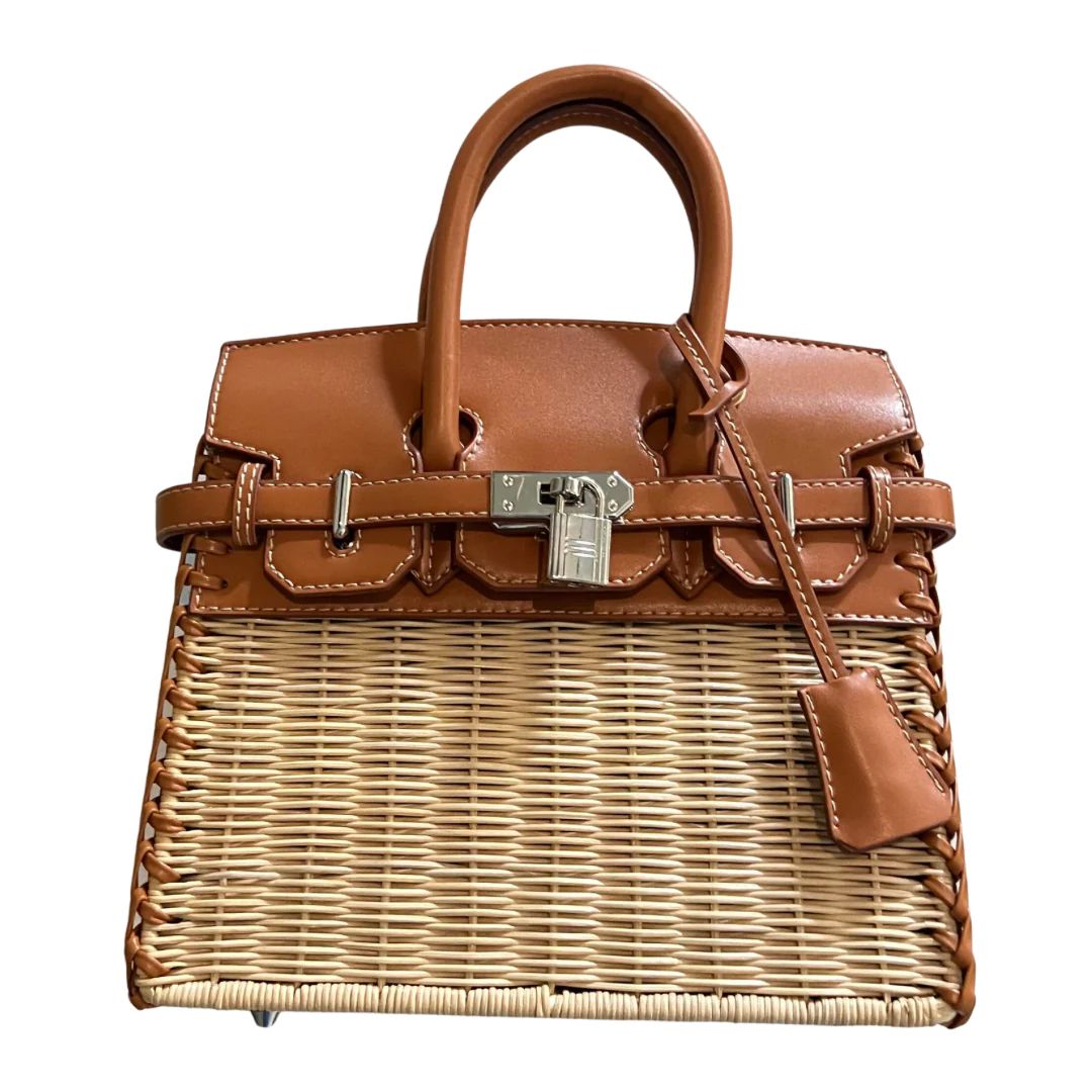 Straw & Leather Picnic Bag | Sea Marie Designs