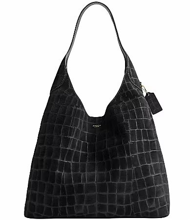 COACH Embossed Croc Brooklyn 39 Hobo Tote Bag - Black | Dillard's