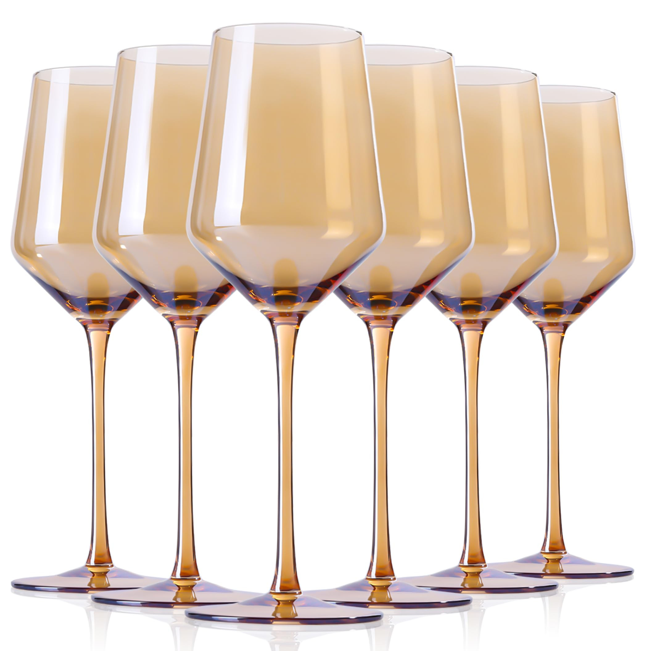 Physkoa Amber Colored Wine Glasses Set 6-16oz Stemmed Brown Wine Glasses With Tall Long Stem and ... | Amazon (US)