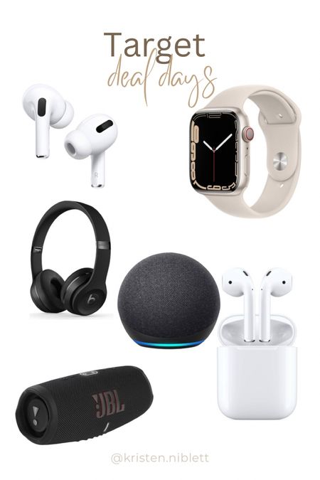 Target Deal Days // Save up to 50% on tech! 

Apple air pods pro. Beats Head phones. Wireless speaker. Apple Watch   

#LTKHoliday #LTKsalealert #LTKSeasonal