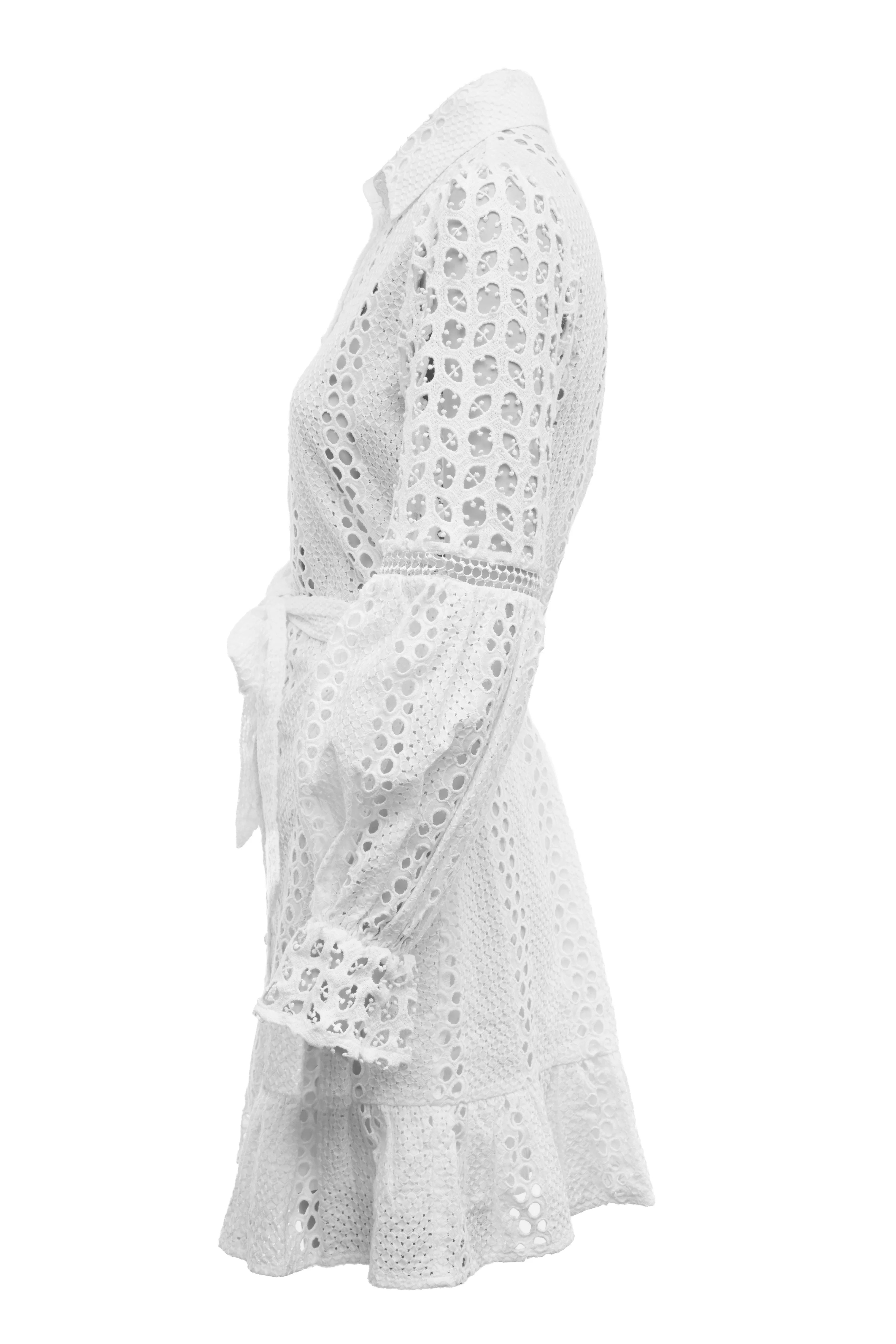 Broderie Lace Dress (White) | Holland Cooper