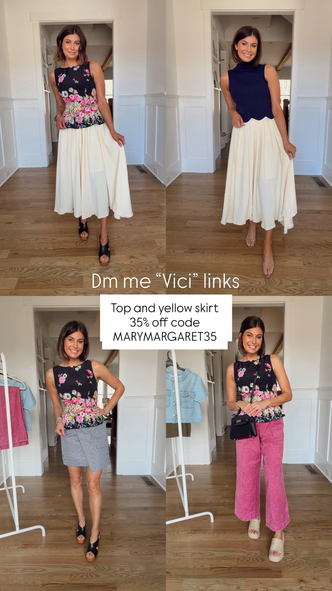 Size up in floral top I’m in a small and could’ve worn. A medium.
Yellow skirt runs true to size has a lot of good stretch and is a great length 
￼

#LTKootd #LTKgrwm #LTKdayinmylife