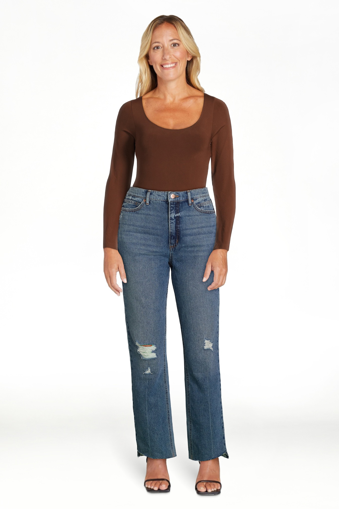 Sofia Jeans Women's Paloma Slim Straight Super High Rise Jeans, 26" Inseam, Sizes 0-20 | Walmart (US)