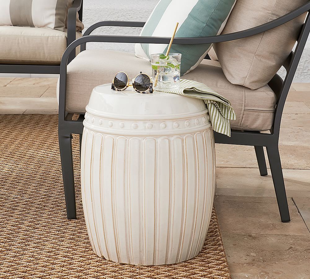 Reeded 14.5" Ceramic Side Table | Pottery Barn (US)