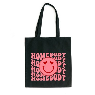 City Creek Prints Homebody Stacked Smiley Face Canvas Tote Bag - 15x16 - Black | Target