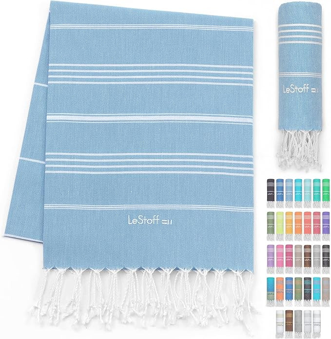 LeStoff Turkish Beach Towel 100% Organic Cotton Prewashed 38"x71" Soft Highly Absorbent Quick Dry... | Amazon (US)