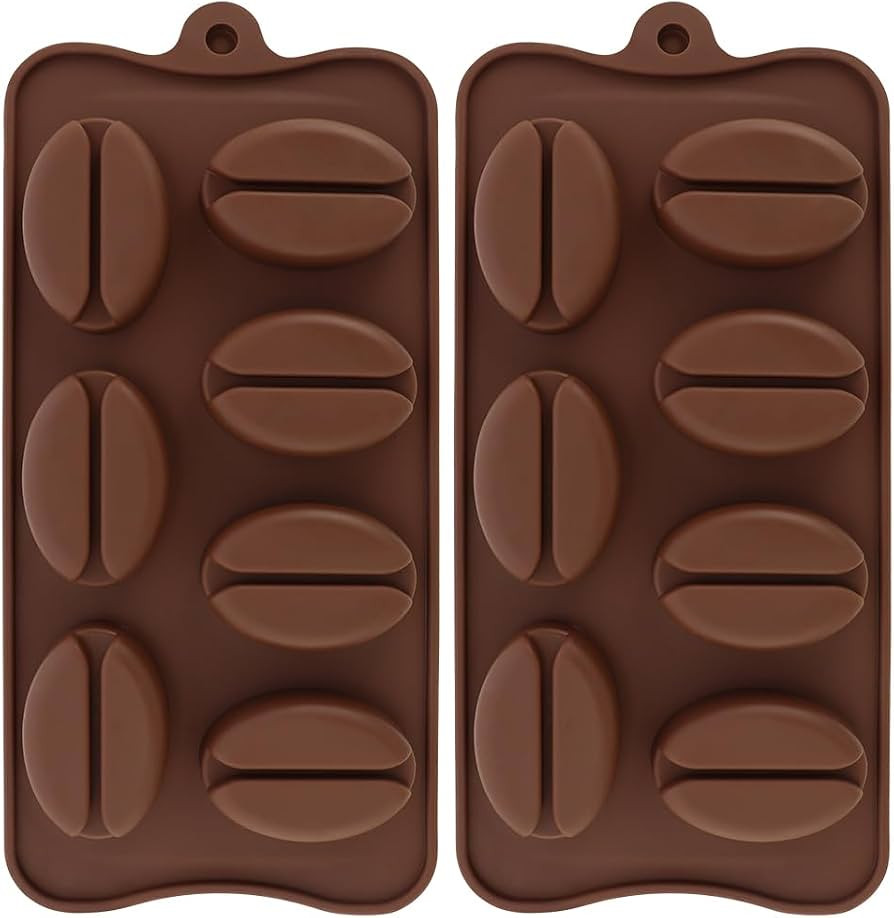 2 Pack Coffee Bean Molds, Silicone Ice Cube & Chocolate Candy Trays | Amazon (US)