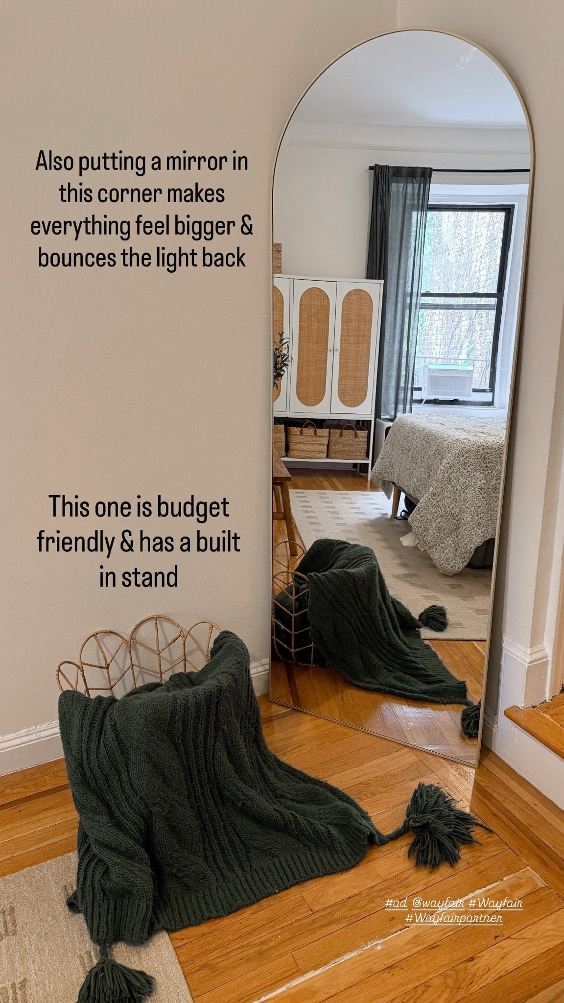 #ad New floor mirror in our bedroom from @Wayfair comes with a built in kick stand too. #Wayfair #Wayfairpartner

#LTKHome #LTKSaleAlert