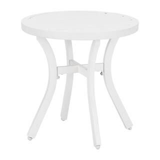 StyleWell Mix and Match 18 in. White Round Metal Outdoor Patio Accent Table-FTS81229 - The Home D... | The Home Depot