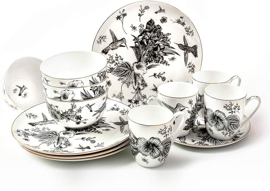 KOKEN - 16 Pc Bone China Dinnerware Sets – China dinnerware set - Plates and Bowls Sets Dishes ... | Amazon (US)
