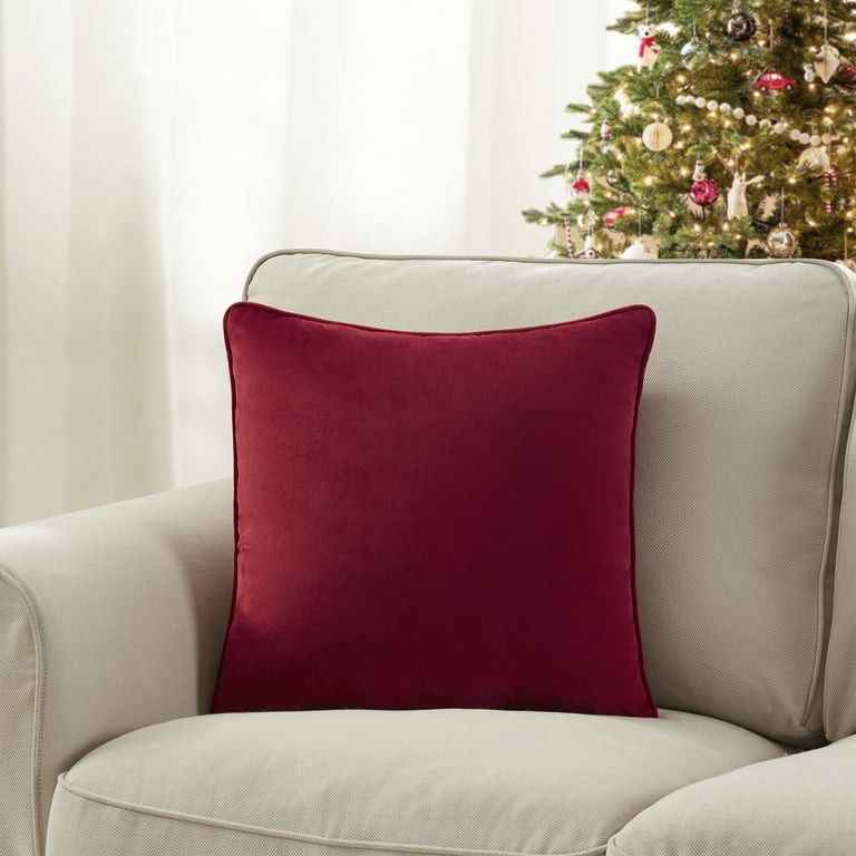 Holiday Time 18" x 18" Red Velvet Decorative Pillow | Walmart (US)