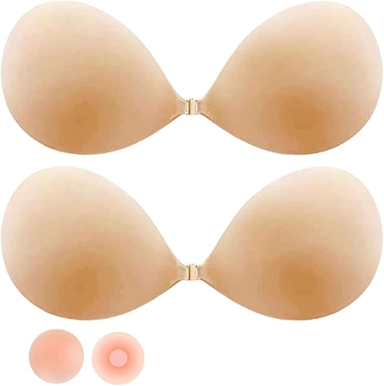 [2023 Upgrad] 3 Pairs Strapless Sticky Bra Invisible Lift up Adhesive Push up Bra Backless Bra fo... | Amazon (US)