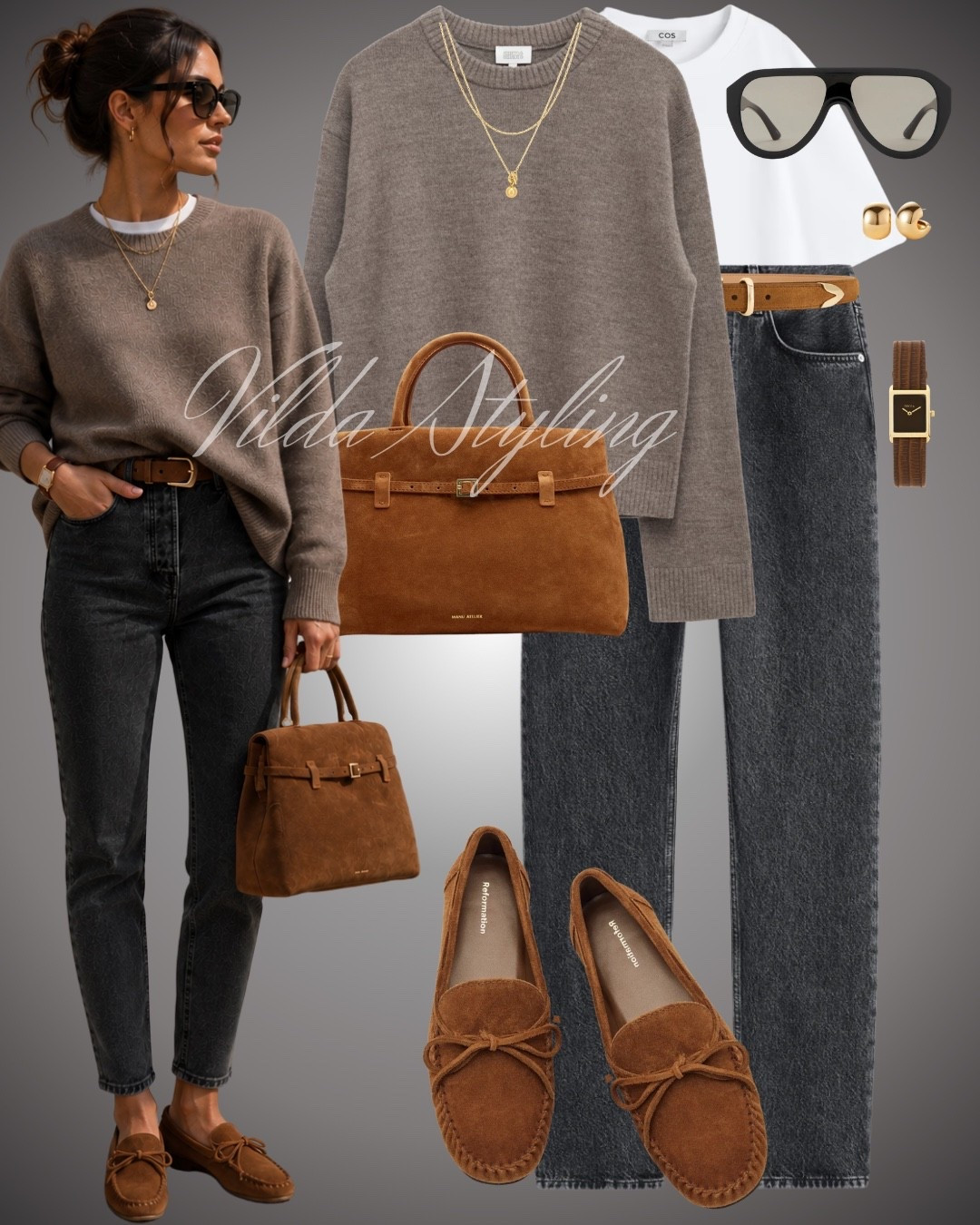 Chocolate brown details + charcoal denim 🤎 The perfect mix of cozy and polished for an effortless everyday look. Loving the suede loafers and matching bag for fall. Shop the full look on my LTK.

#LTKautumn #LTKjeans #LTKshoes