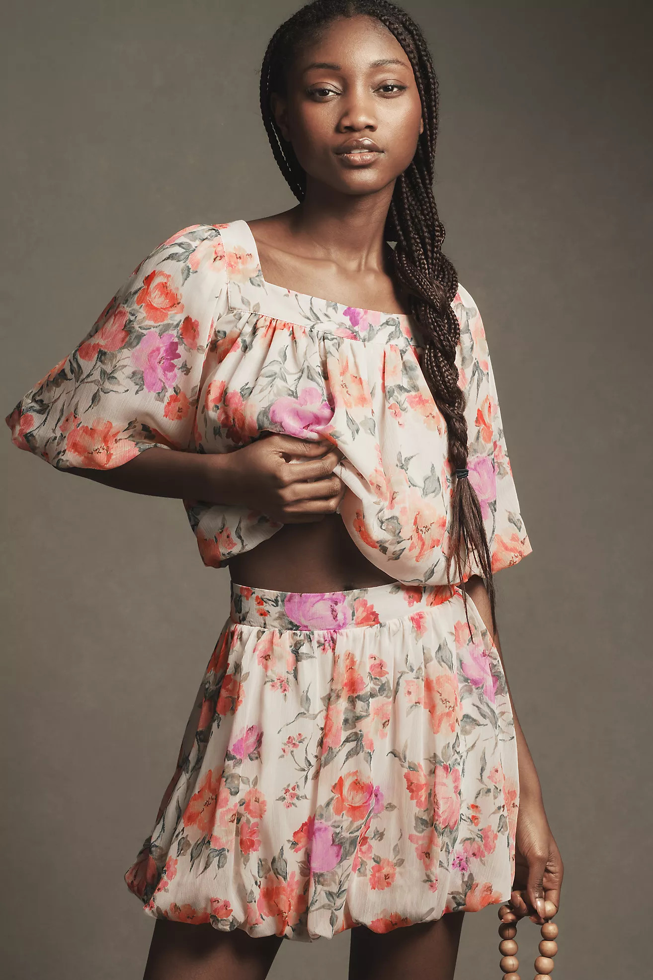 By Anthropologie Floral Bubble-Hem Skirt | Anthropologie (US)